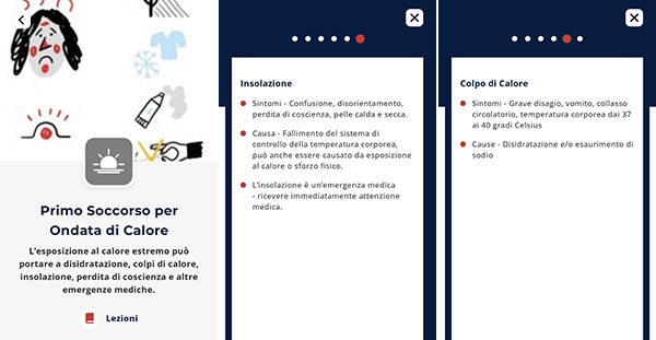 app come First Aid della Croce Rossa offrono guide pratiche per affrontare situazioni come colpi di calore, svenimenti o sintomi da disidratazione severa